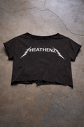 "In Heathenz We Trust" Embroidered Distressed Tee