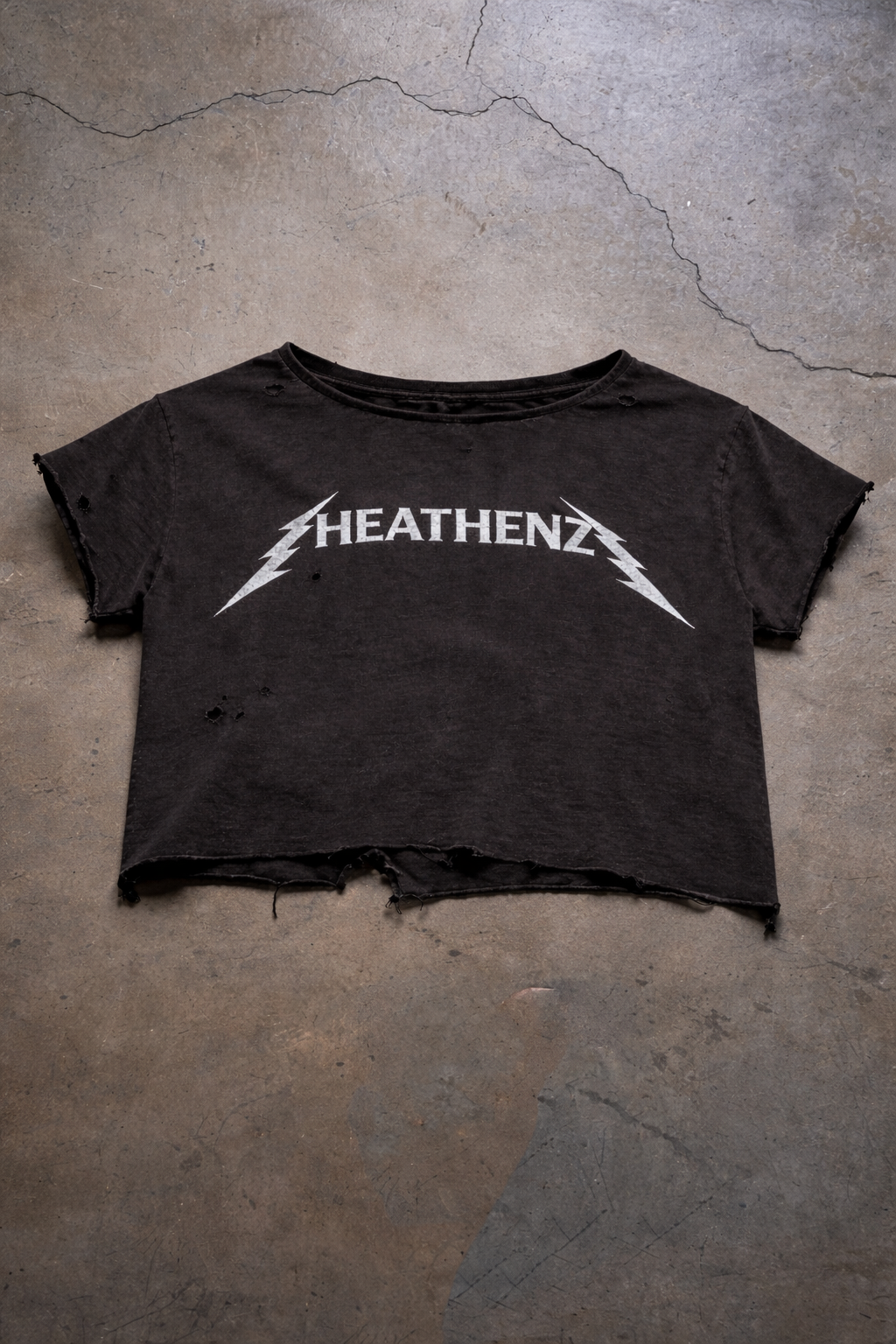 "In Heathenz We Trust" Embroidered Distressed Tee